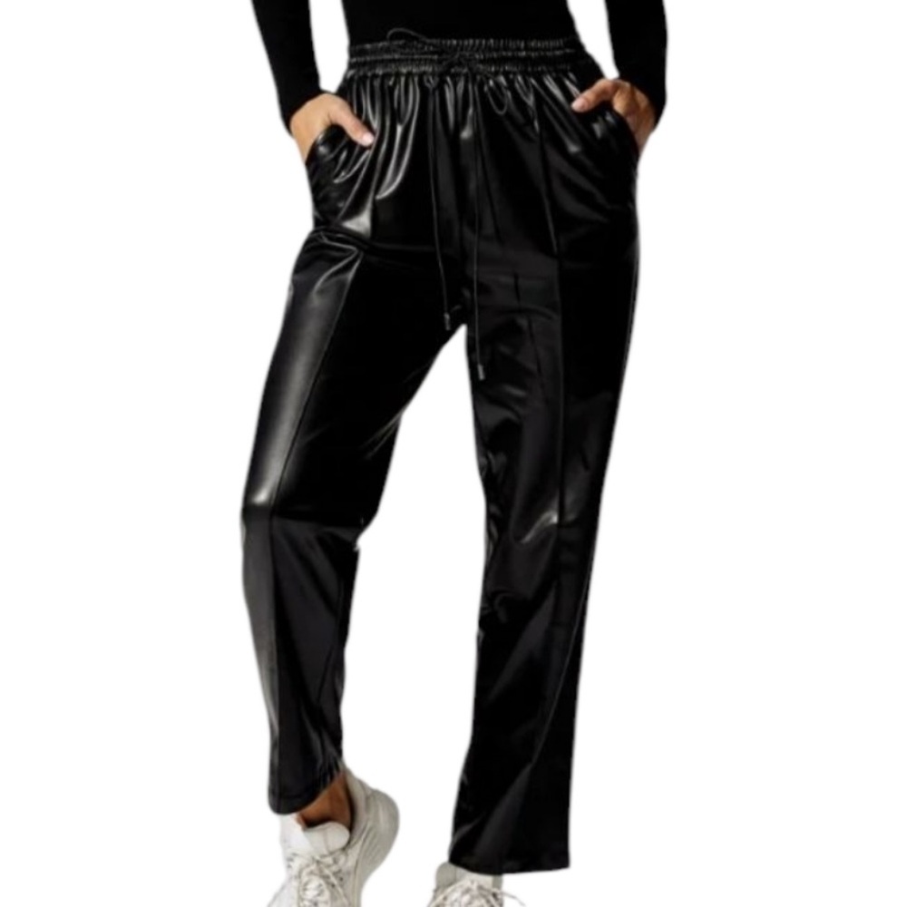 Jonathan Simkhai Tay Vegan Faux Leather Drawstring Joggers Xl